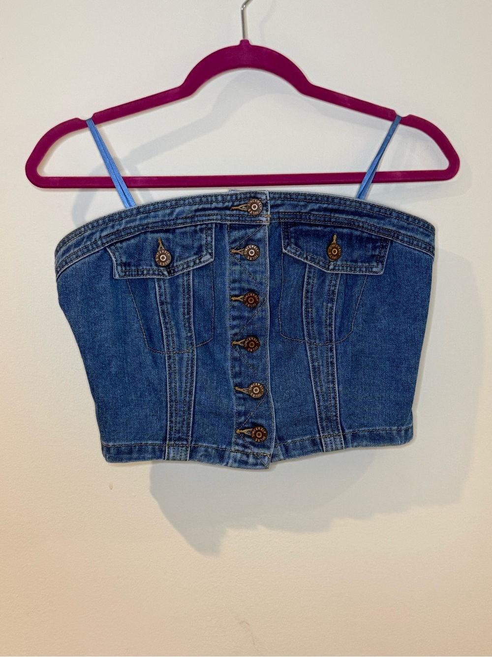 Sincerely Jules Denim Button-Front Tube Top